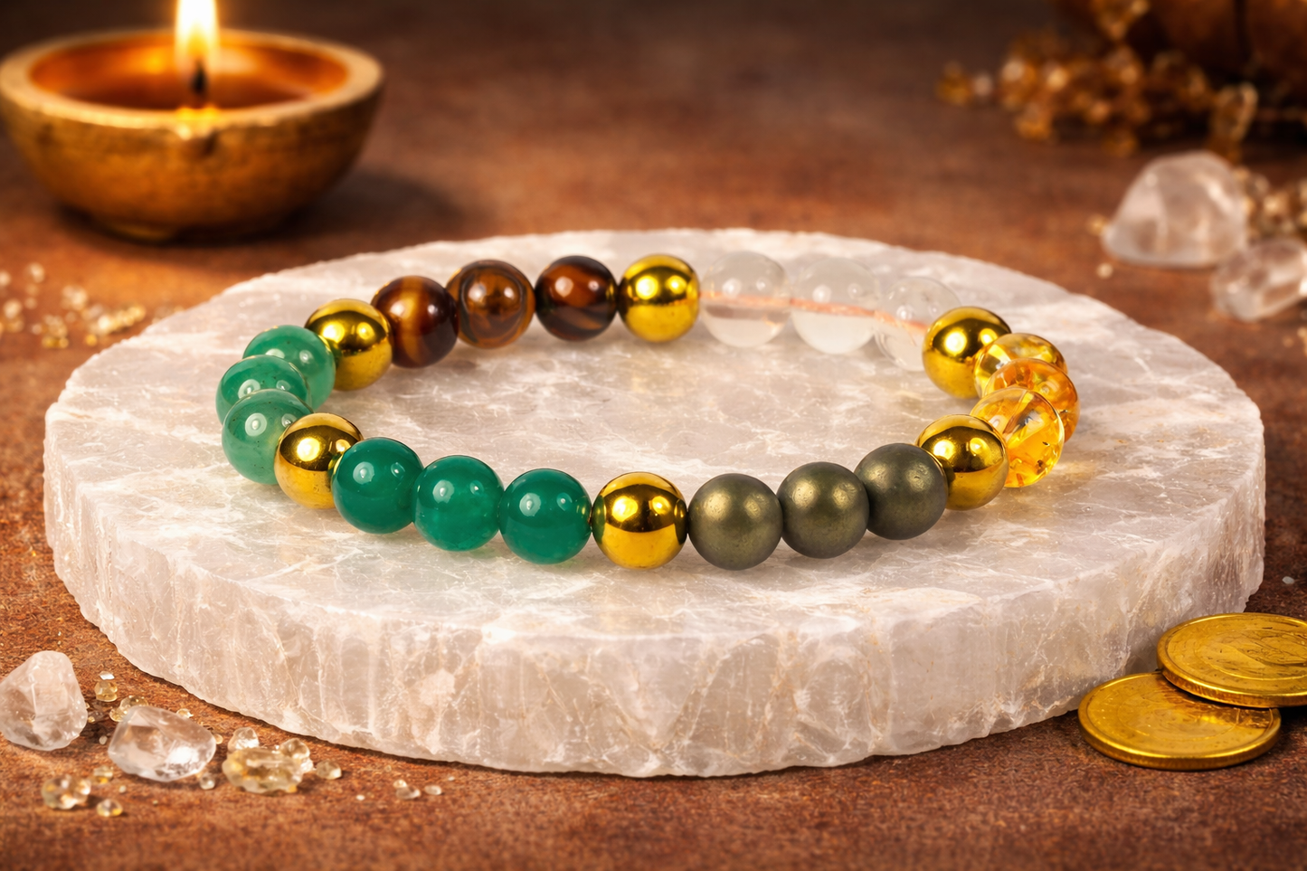 Certified Dhan Yog Bracelet | Attracts Wealth & Financial Prosperity | FREE RAW SELENITE PLATE
