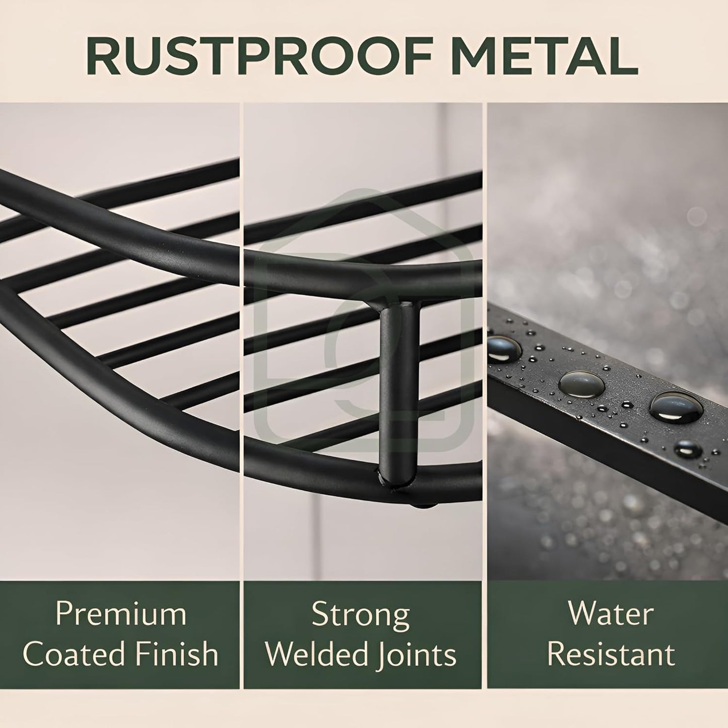 Metal Bathroom Corner Shelf Rack | No Drilling Self Adhesive Wall Mounted Storage Organizer for Bathroom & Kitchen | Rustproof Bathroom Shelves SET of 2